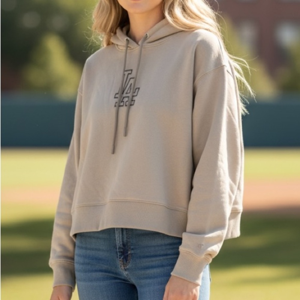 Los Angeles Dodgers MLB Pro Standard Neutral Taupe Cropped Pullover Hoodie